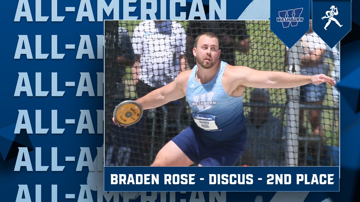 <a href="/IchabodXCTF/">Washburn XC/TF</a> Another day … another All-American Award as Braden breaks his own school record 56.93m (186-09) finishing in second place following up his second place in the hammer on Thursday … overall he scored 16 points for the Ichabods this weekend #GoBods
