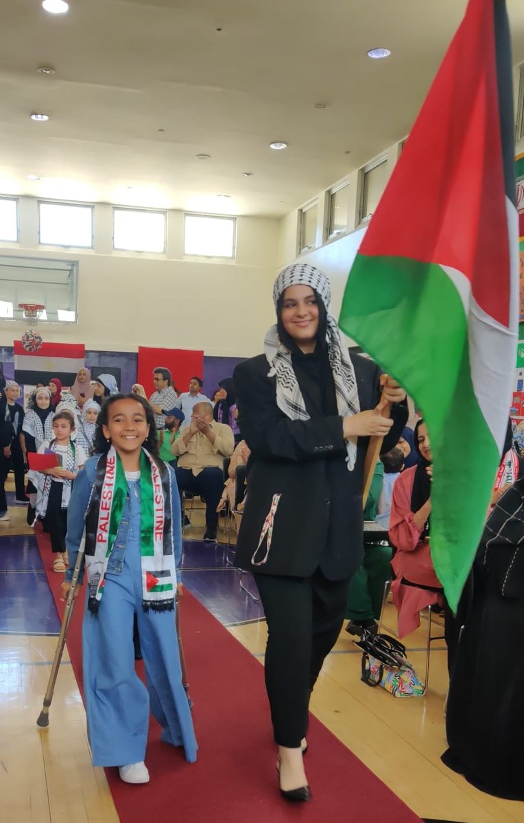 Her leg was amputated from a bombing in which her father was killed. She's 11. HEAL Palestine sent her to the USA for free treatment. Now she goes to school.