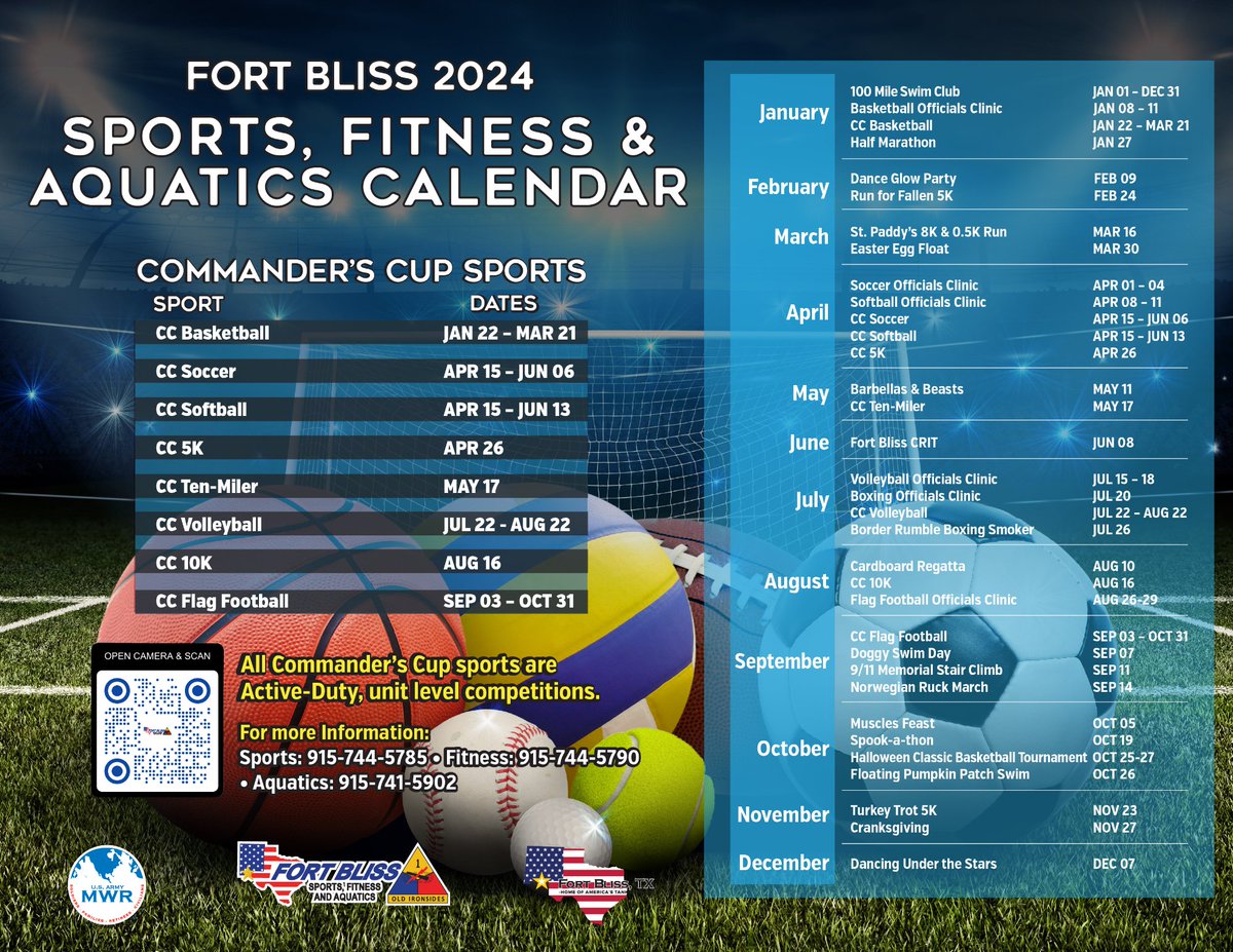 Ever heard of the Commander's Cup? The Fort Bliss MWR Sports program includes a variety of team and individual sports and events throughout the year, including the Commander's Cup. Take a look at the current standings and the schedule of future events! #ItsBetterAtBliss