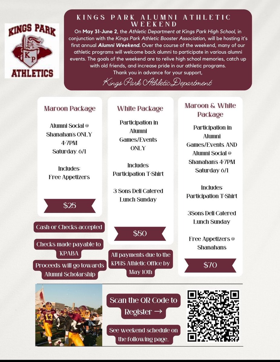 coach_abreu_kp's tweet photo. @KPCSDAthletics ALUMNI WEEKEND ONE WEEK AWAY. REGISTRATION WILL STAY OPEN AND WALK UPS WILL BE ACCEPTED. @KingsParkBSB @KingsParkSoccer @KingsmenHoops @KingsParkLax @FBKingsmen https://t.co/lcwkHPHTa7