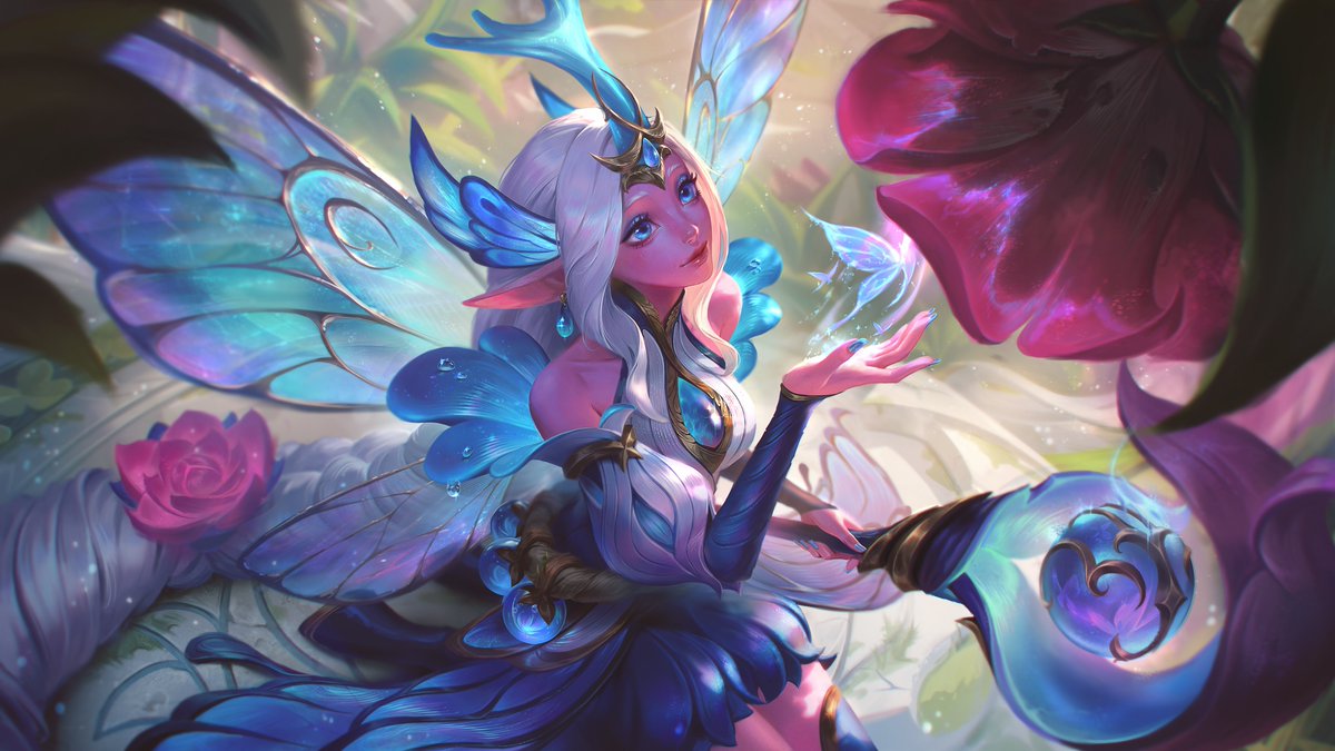 soooo honored to have gotten the chance to paint faerie court soraka!!! 🦋🌸