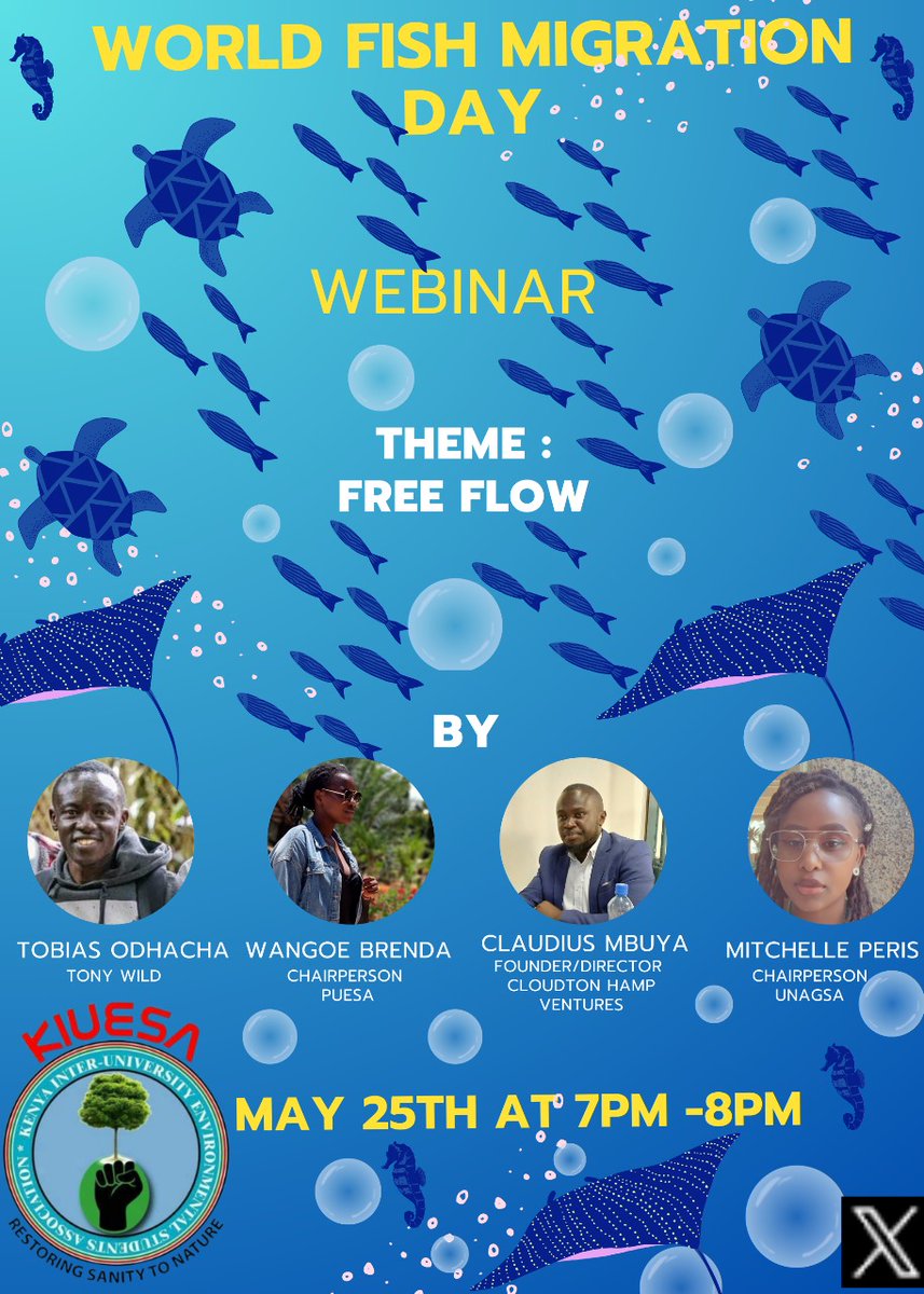 k_iuesa's tweet image. With the threat to aquatic ecosystem worldwide from pollution, over extraction  and climate change impacts,fish migration  has declined by 30% in the past decade.
Join us for a thrilling discussion  to find action steps  centred on by the youths for #freeflow 
#FishmigrationDay
