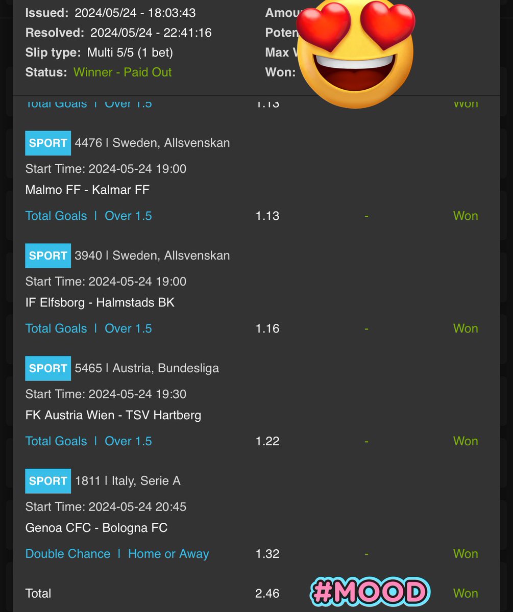 🏆 Winner 🏆 Dinner 🥘 is served. Congratulations 🥂 if you followed, our 2.46 odds is a B💥💥M. 🐝🐝🐝🍯🍯🍯🤑🤑🤑💵💵💵🥘🥘🥘