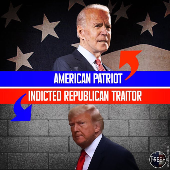 It’s absolutely beyond me why an indicted traitor rapist would be the presumptive Republican nominee for president. There are brave Republicans who have stood up for what’s right and have stated they will vote for President Biden. We need more to step up! #VoteBlue2024 #Fresh