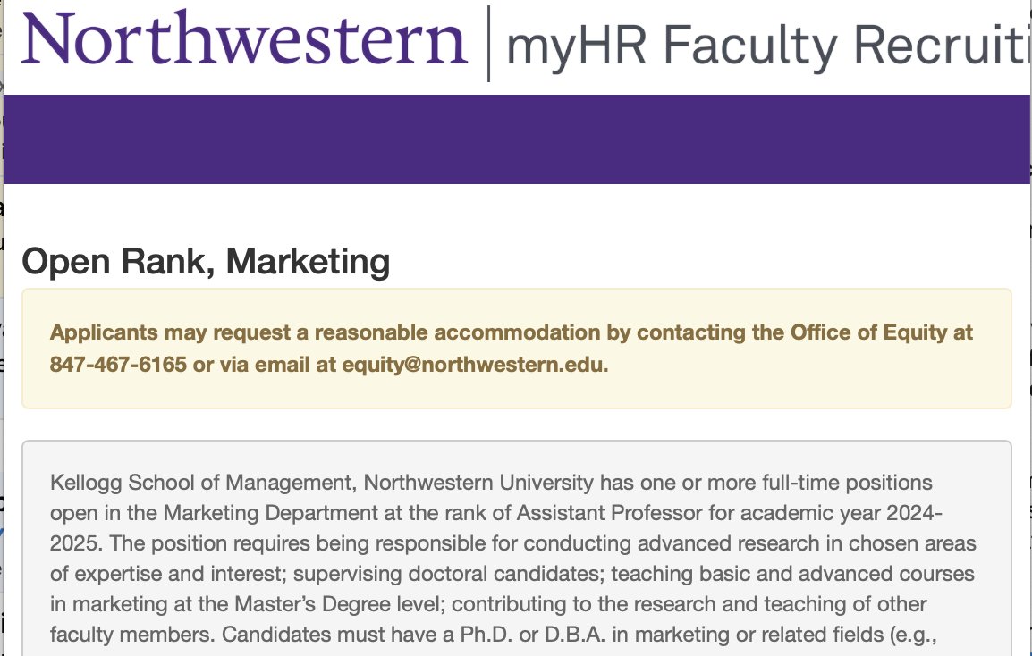We're hiring! <a href="/KelloggSchool/">Kellogg School</a>  facultyrecruiting.northwestern.edu/apply/MjE0MA==