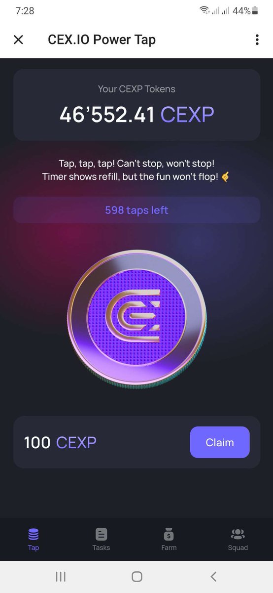 Join and Claim You Coin 🚀

#CEXIO coin game on Telegram

Join and mine: t.me/cexio_tap_bot?…

#newcoin #coinmine #CEXIO