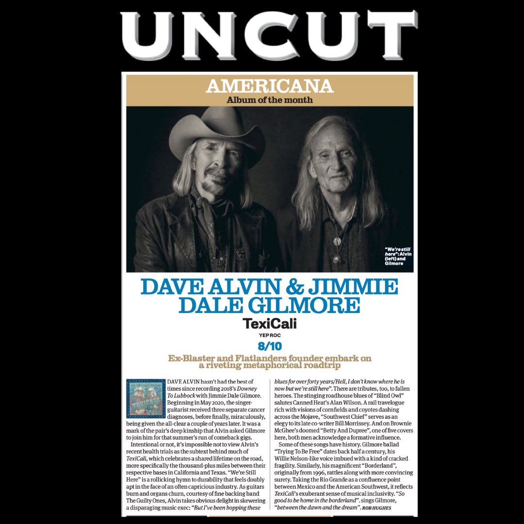 Uncut Magazine names TEXICALI their #Americana Album of the Month ⭐️⭐️⭐️⭐️⭐️⭐️⭐️⭐️ Preorder the Vinyl + CD... and PreSave so you can stream when it hits on June 21 > ffm.to/texicalialbum #AmericanaMusic #vinyl #newmusicfriday