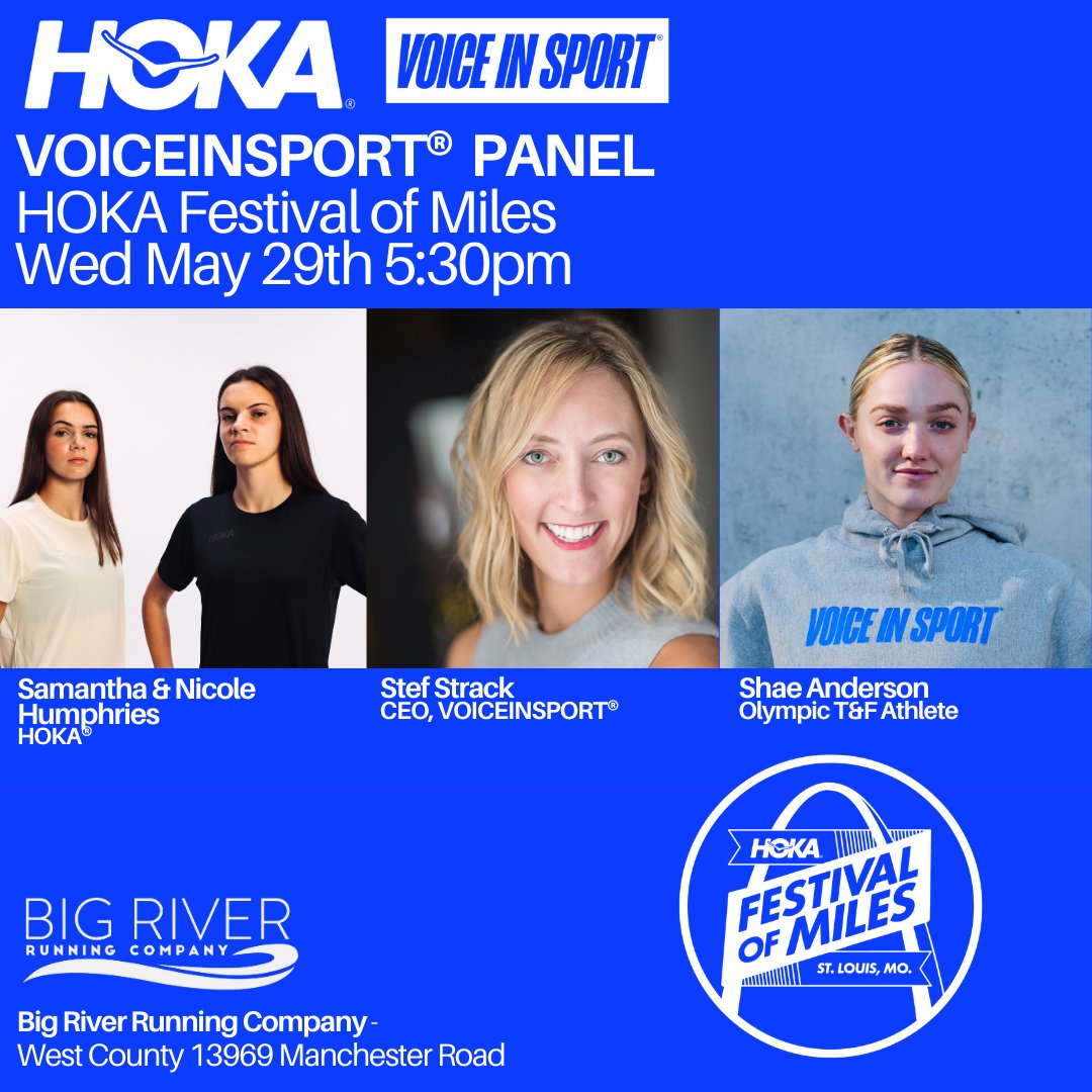 Kick off the fun at Big River Running on Wed, 5/29! There will be food, HOKA demos, music, yard games and a VOICEINSPORT panel. RSVP: events.hoka.com/voiceinsportxb…