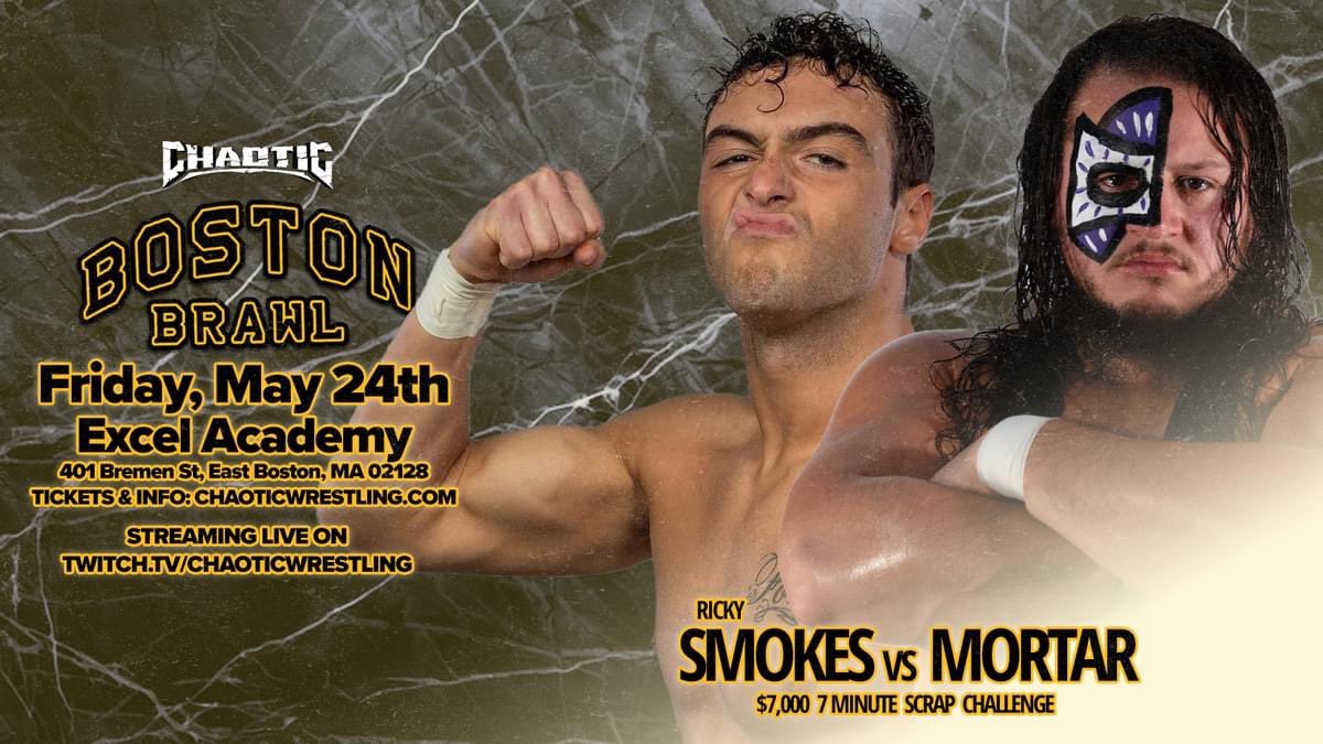 .@smokeshow_ricky $7k 7 minute scrap challenge is happening now! This time he’s facing @IAMORTAR! These two have history in this building, can Mortar pull off the win?! Or will he be another victim to the 7 minute scrap challenge! Live: Twitch.tv/chaoticwrestli…