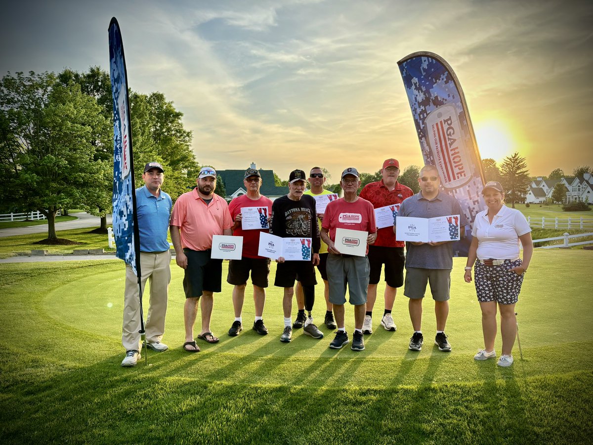 NorthOlmstedGC's tweet photo. Congratulations to all our @pgahope graduates! Perfect evening for some golf and a little BBQ. #pgahope #weloveourveterans #thankaveteran #makegolfyourthing #welovethisgame https://t.co/ND0p9vjGJv