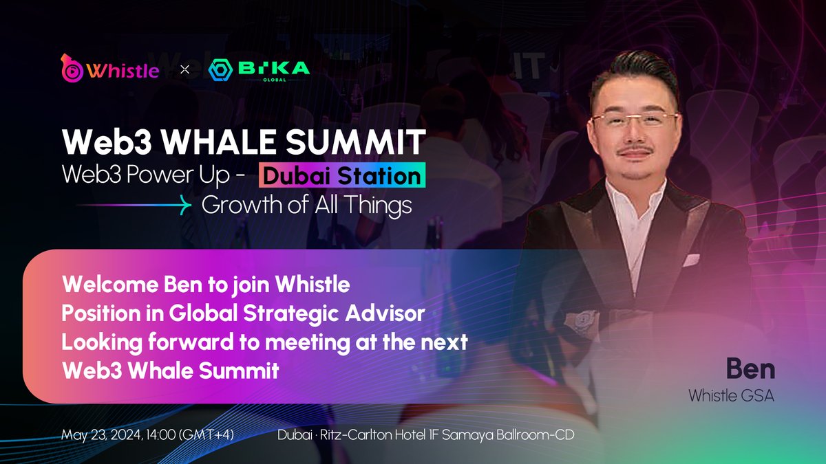 whistle_web3's tweet image. 🎉Exciting news! 🎉
We’re glad to announce that Ben has joined Whistle as our Global Strategic Advisor! His strategic vision and experience will be invaluable as we continue our journey in the Web3 world.🌐📈

Welcome aboard, Ben! 🚀