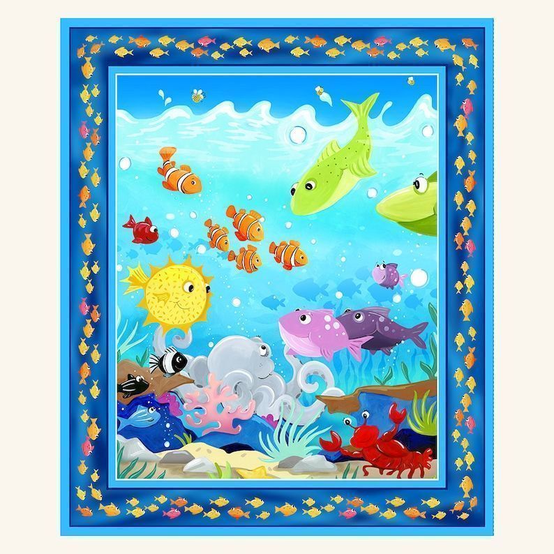 The Under the #Sea #Quilt Panel, created by Susybee, measures 36 by 43 inches, making it a perfect choice for crafting quilts. Ideal for #babyshowers #babyboy quilts, this panel is crafted from #quilting cotton, #sewing #enthusiasts. buff.ly/3yzO0Py