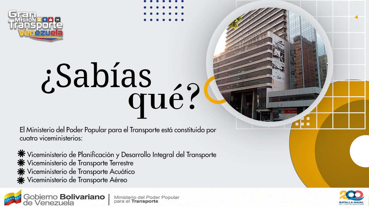 #ConoceMás | Cuatro Viceministerios componen @TransporteGobVe en pro de la movilidad del pueblo