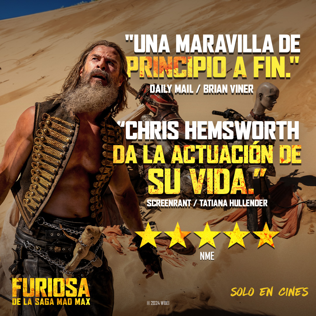 DESQUICIADAMENTE ESPECTACULAR. 🔥🔥🔥 No te quedes atrás y compra tus boletos de #FURIOSA aquí: bit.ly/BoletosFuriosa. YA EN CINES.