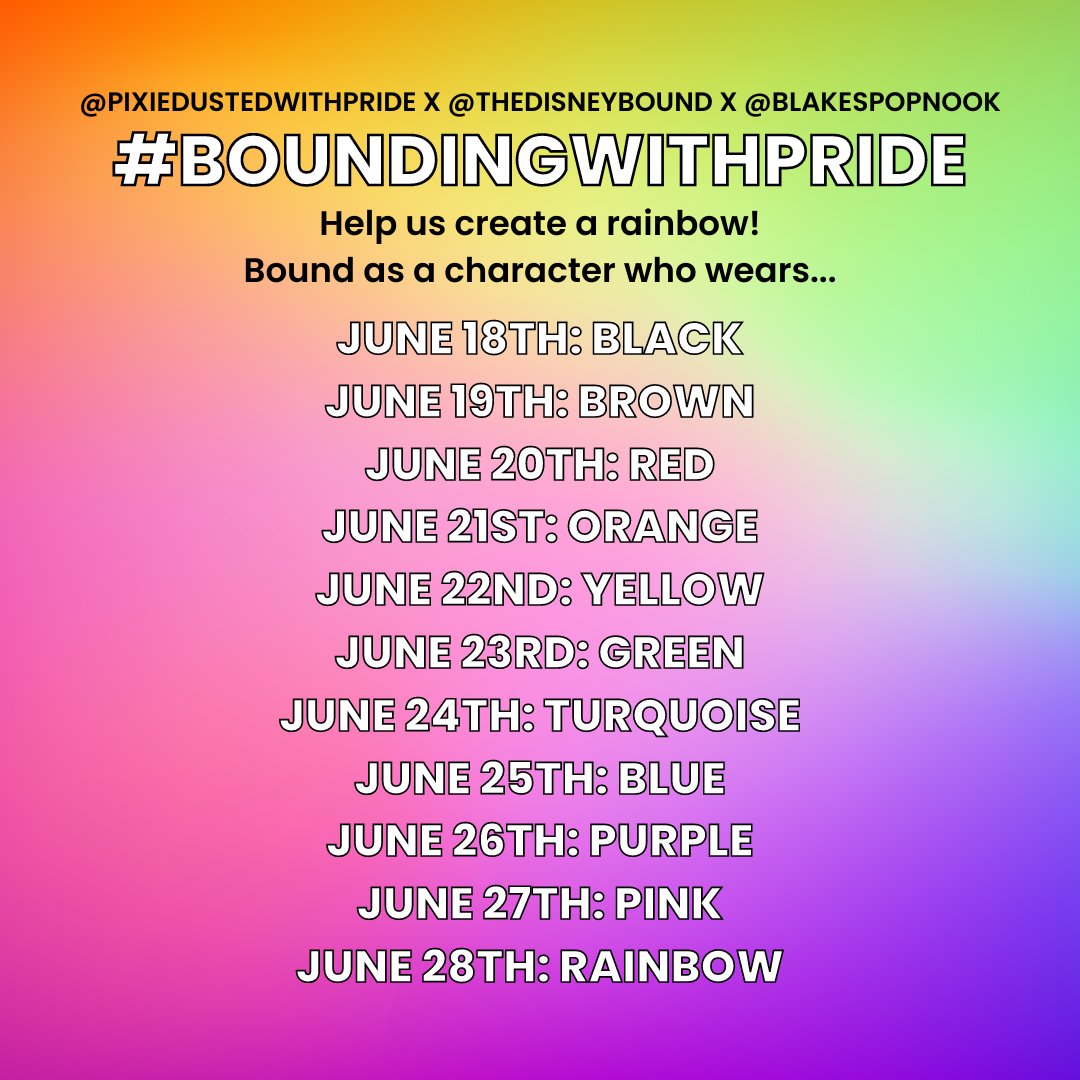 We’re just over a month away from counting down the days to Pride by building a DisneyBound rainbow with our favs @pixiedustedwithpride and <a href="/blakespopnook/">blake silva</a>!!! ❤️🧡💛💚🩵💙💜🩷 #BOUNDINGWITHPRIDE starts June 18th!!!! 🌈 Which color are you most excited for?