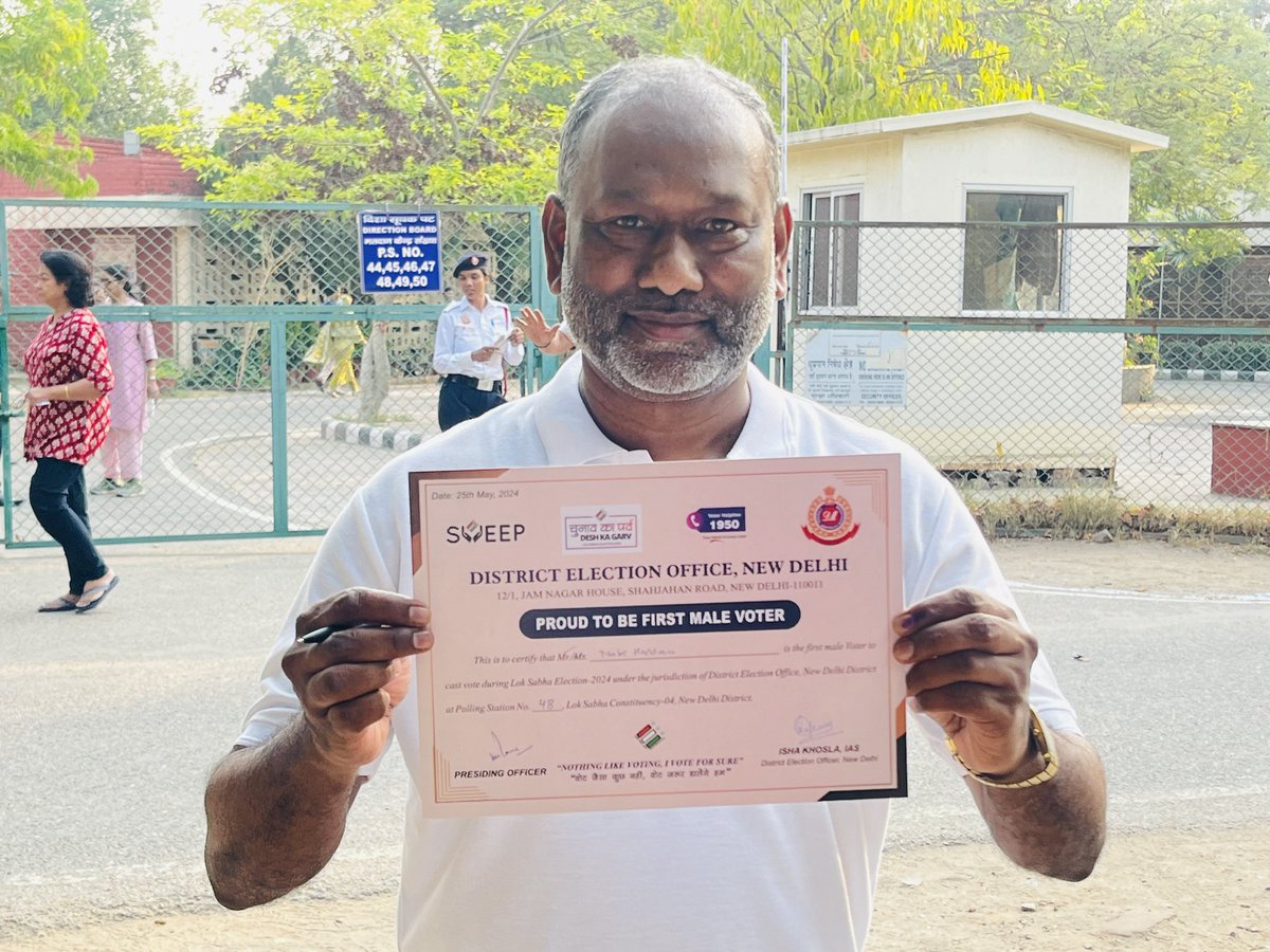 Proud to be the First Male Voter of the Polling Booth at IIT Delhi in Indian General Elections 2024