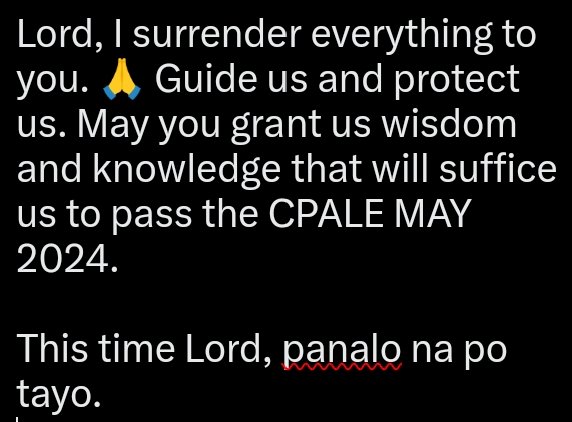 9/9 

Giving it my all! 

St. Jude Thaddeus, pray for us. And for all who invoke thy aid. Especially us takers of CPALE MAY 2024 🙏