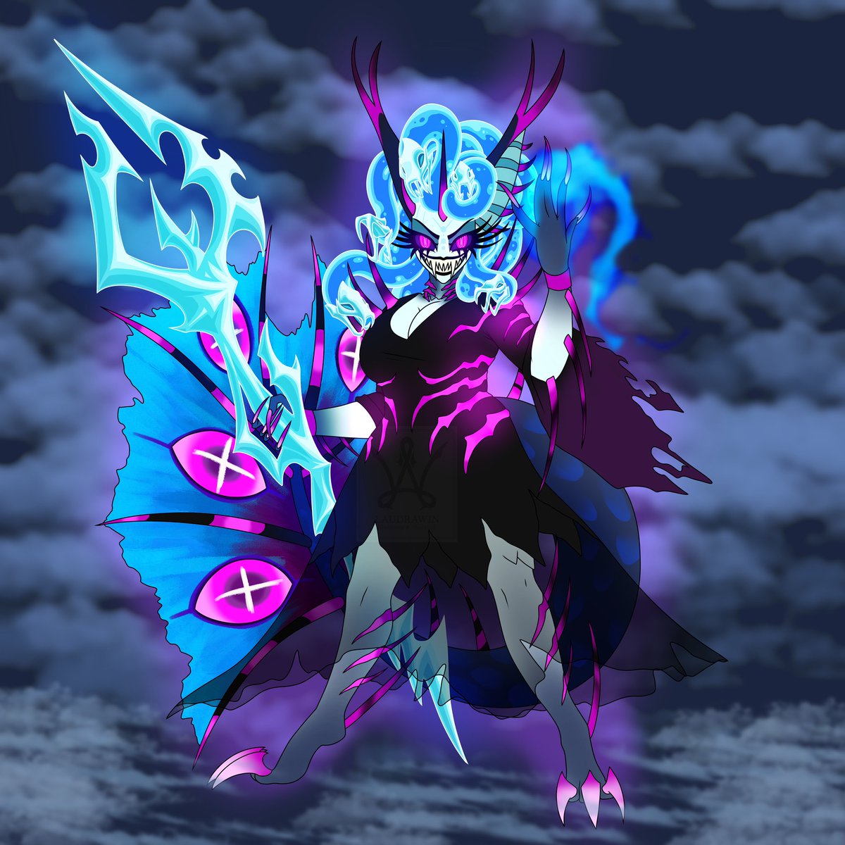 laudrawin's tweet image. Duvessa but on her whole demon shape! 
Once again for my beloved @spaceybombshell ! 🥰🥰💕💕

I got absolute freedom with this one 🤗

#HazbinHotel #HelluvaBoss #HazbinOC