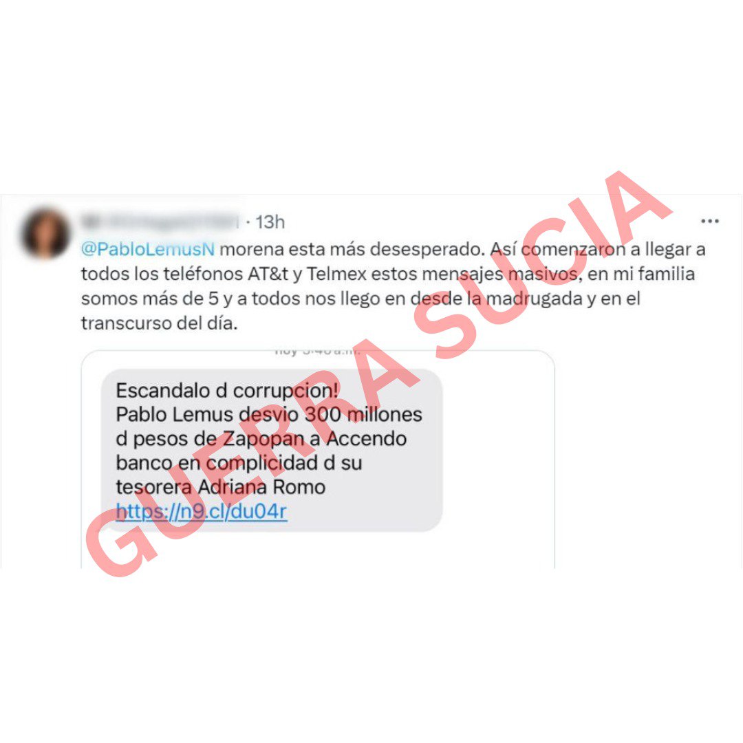 PabloLemusN's tweet photo. Morena y sus aliados están pagando millonadas de dinero para engañar a la gente. Saben que ya perdieron y que en Jalisco no tienen oportunidad, pero quieren quitarnos con mentiras el cariño de las y los jaliscienses. https://t.co/yu33guPmzr