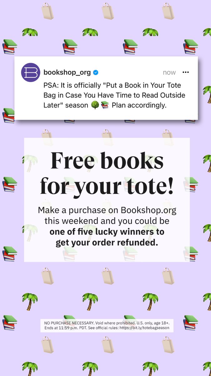 It’s “Put a Book in Your Tote Bag” Season 📚 Make a purchase on Bookshop.org this weekend, and you could get your order refunded! bookshop.org/shop/kmarford