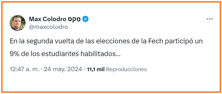 La directiva de la Fech es igual que la CUT, no representan a nadie, pero cacarean como diputados del 1%.