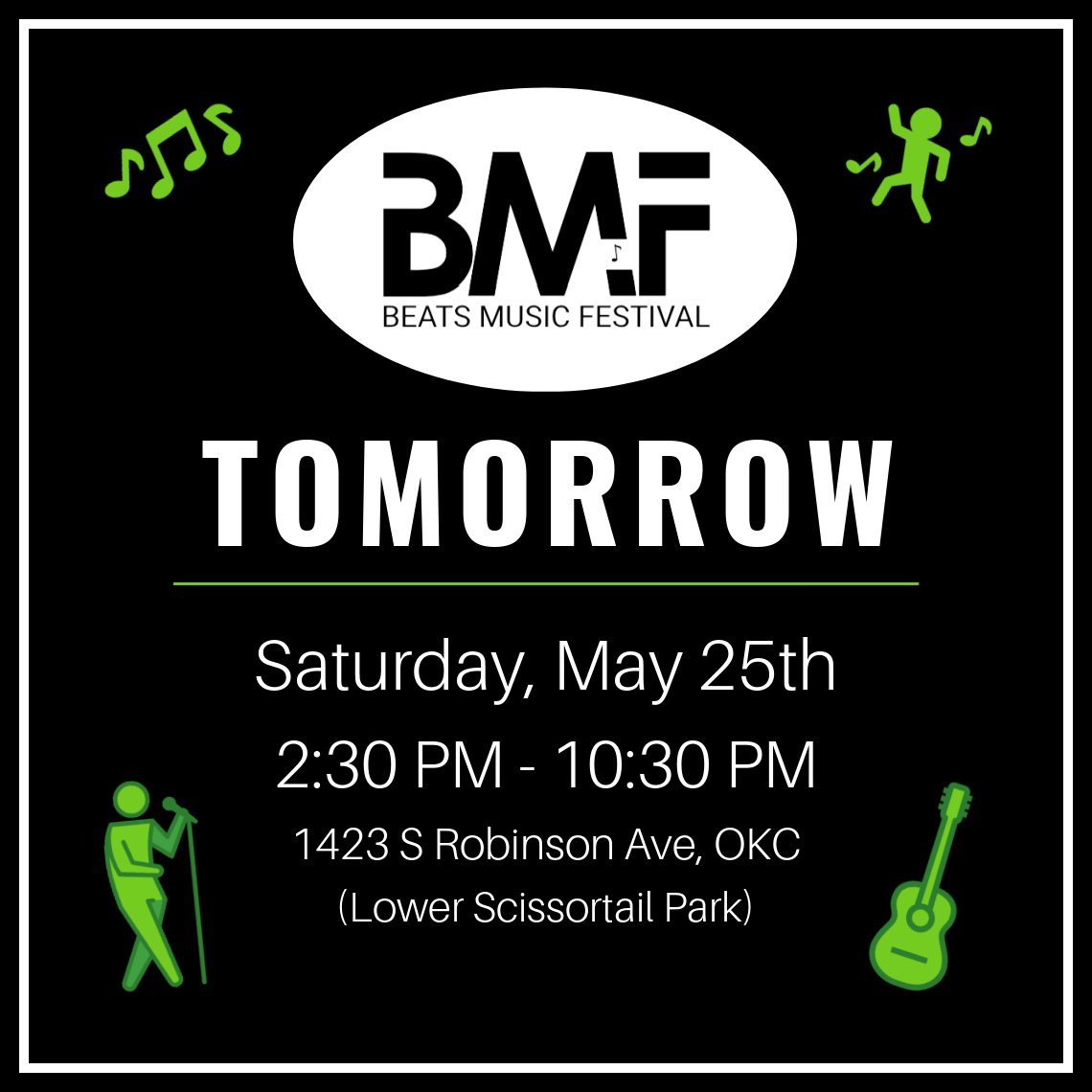 BMF_OKC's tweet photo. BMF IS TOMORROW!! Are you ready?? 🤩

#BMF #BeatsMusicFestival #okcevents #thingstodoinokc #thingstodoinok #okmusic #okmusicscene https://t.co/foMSssXr6l