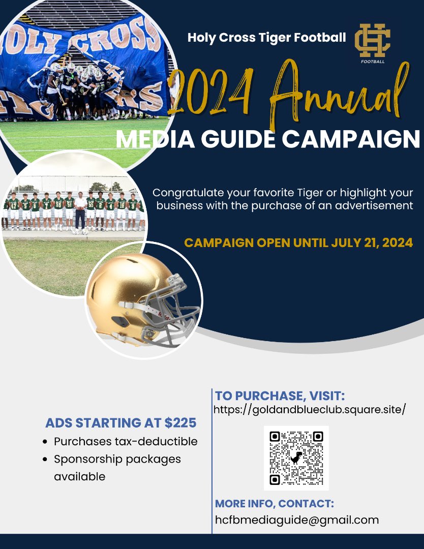 It’s that time of year! It’s time to showcase your son and all he has and will accomplish by placing an ad in the 2024 Media Guide! This is also a great way to advertise your business. This is OPEN FOR ALL PLAYERS to be represented!