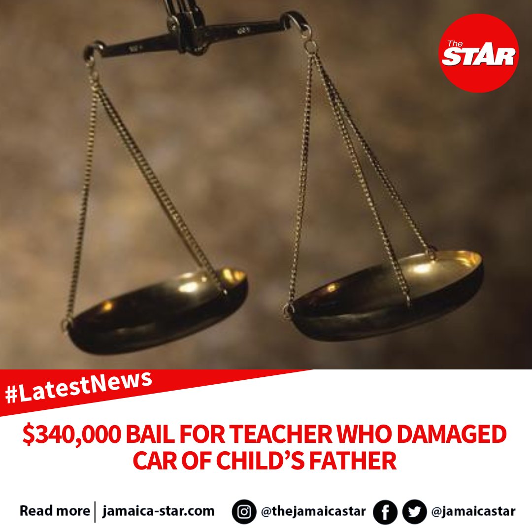 #LatestNews: Bail in the amount of $340,000 was today granted to the St Elizabeth teacher charged for allegedly damaging the car of her child’s father during an argument. READ MORE: tinyurl.com/47pfjw34