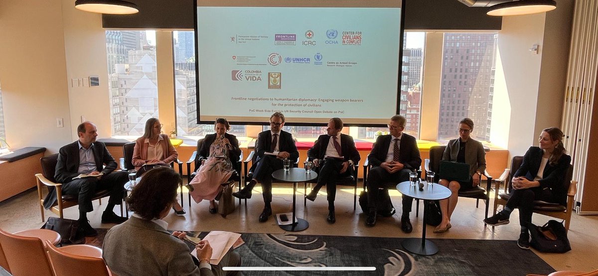 NorwayUN's tweet photo. 🇳🇴🇿🇦🇨🇴🇨🇭 with UN, ICRC and NGO partners hosting debate on engaging with armed actors for:

1⃣Full implementation of #IHL

2⃣Effective protection of civilians from harm

3⃣Safe, rapid and unimpeded humanitarian access

🇳🇴Humanitarian Strategy🔗https://t.co/N0OfcgWPQm

#NotATarget https://t.co/01NukIGLw6