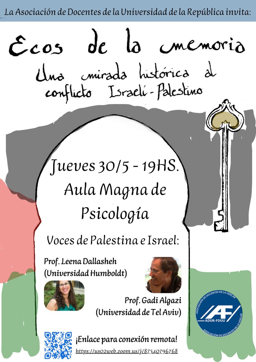 Voces de Palestina🇯🇴 e Israel 🇮🇱

30 de mayo estamos en 
📣Facultad de Psicología.
📍Dr. Tristán Narvaja 1674
En el Aula Magna 19hs 
#difunde
#altoalfuego