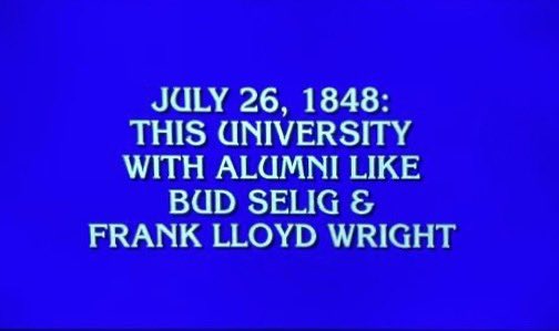 UWMadison's tweet photo. Seen today on @Jeopardy:

What is… #OnWisconsin https://t.co/uHSNibvzNh