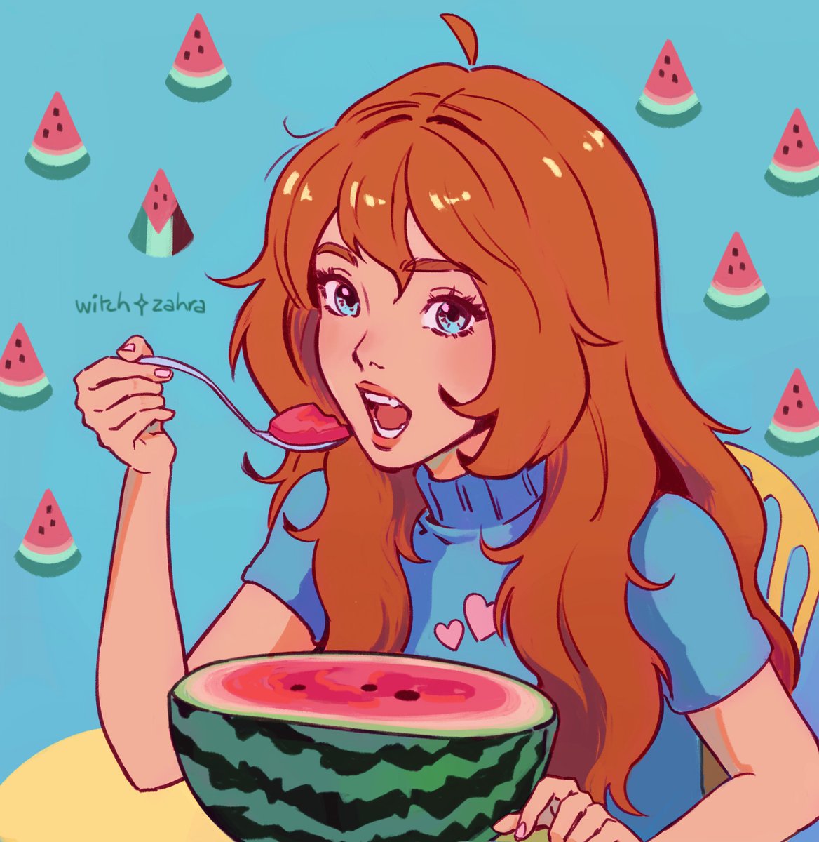Draw your fav character with a watermelon challenge : 

Bloom from Winx Club 🦋🐉🍉

#winxfanart