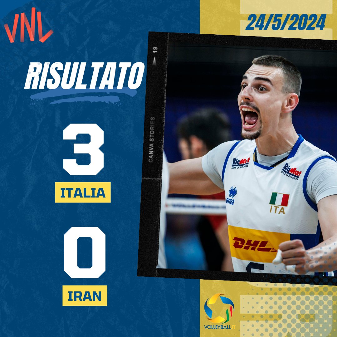 🇮🇹VNL: L'Italia si conferma. Agevole 3-0 all'Iran
#VNL2024 #VolleyballIT #pallavolo #Italia #RiodeJaneiro #DeGiorgi #LaNazionale #Brasile #Iran
🔎volleyball.it/2024/05/24/not…