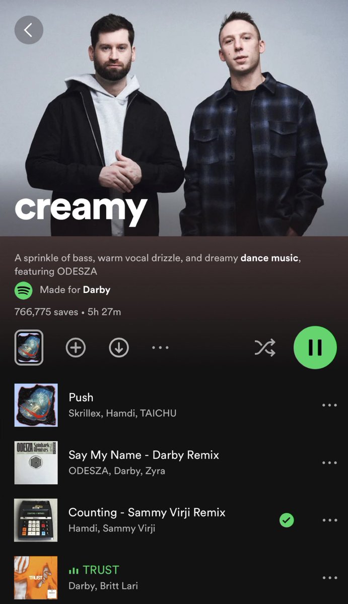 bumped off #1 by small up-and-comers Skrillex and Hamdi 🫡

TY <a href="/Spotify/">Spotify</a> so fkn much for 2nd creamy inclusion 🫶