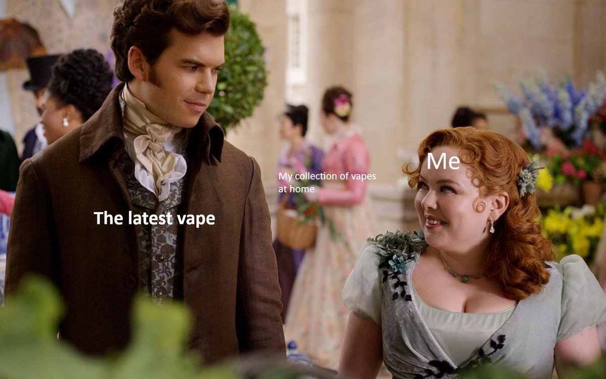 POTVlife's tweet photo. Always tempted by the latest and greatest… 👀

Vape Acquisition Syndrome (VAS) is a real thing! Tag that one friend who can relate 😂 

#vapor #potv #planetofthevapes #vaporizer #vaping #portablevape #potvlife #bridgerton https://t.co/6PkGtCpUD1