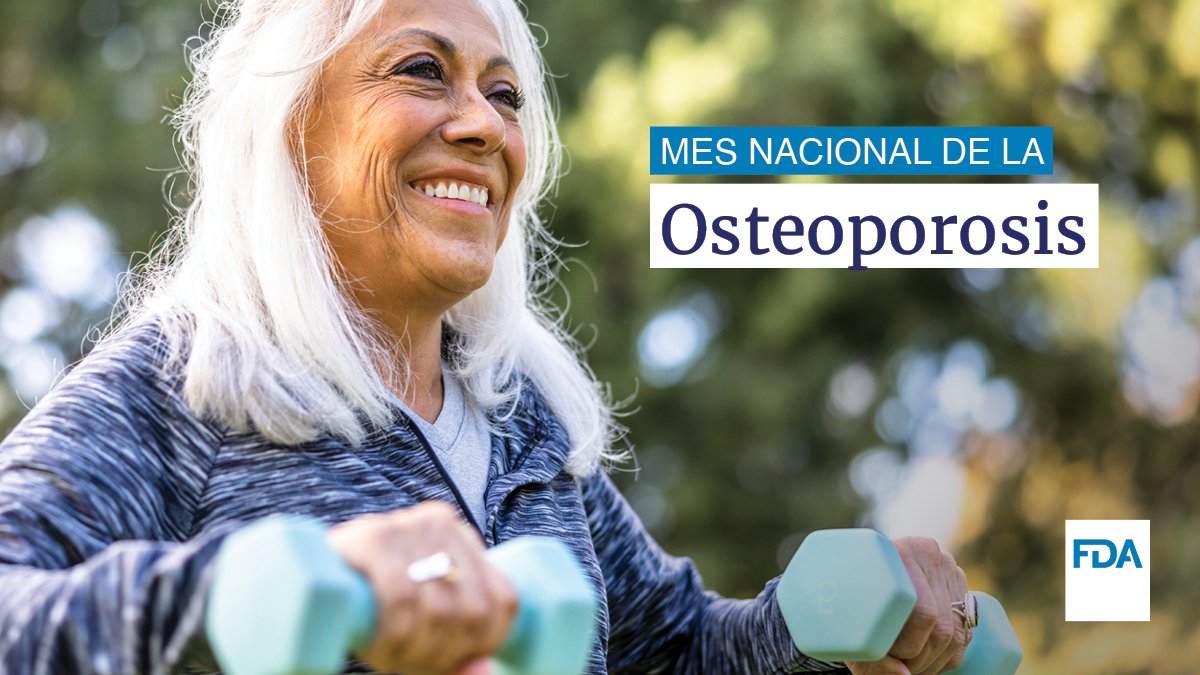 ¿#SabíasQue cerca de los 10 millones de personas en los Estados Unidos con osteoporosis, más de 8 millones son mujeres? En este #MesNacionalDeLaOsteoporosis, conoce quiénes corren mayor riesgo y qué puedes hacer para prevenir y tratar esta enfermedad: fda.gov/consumers/free…