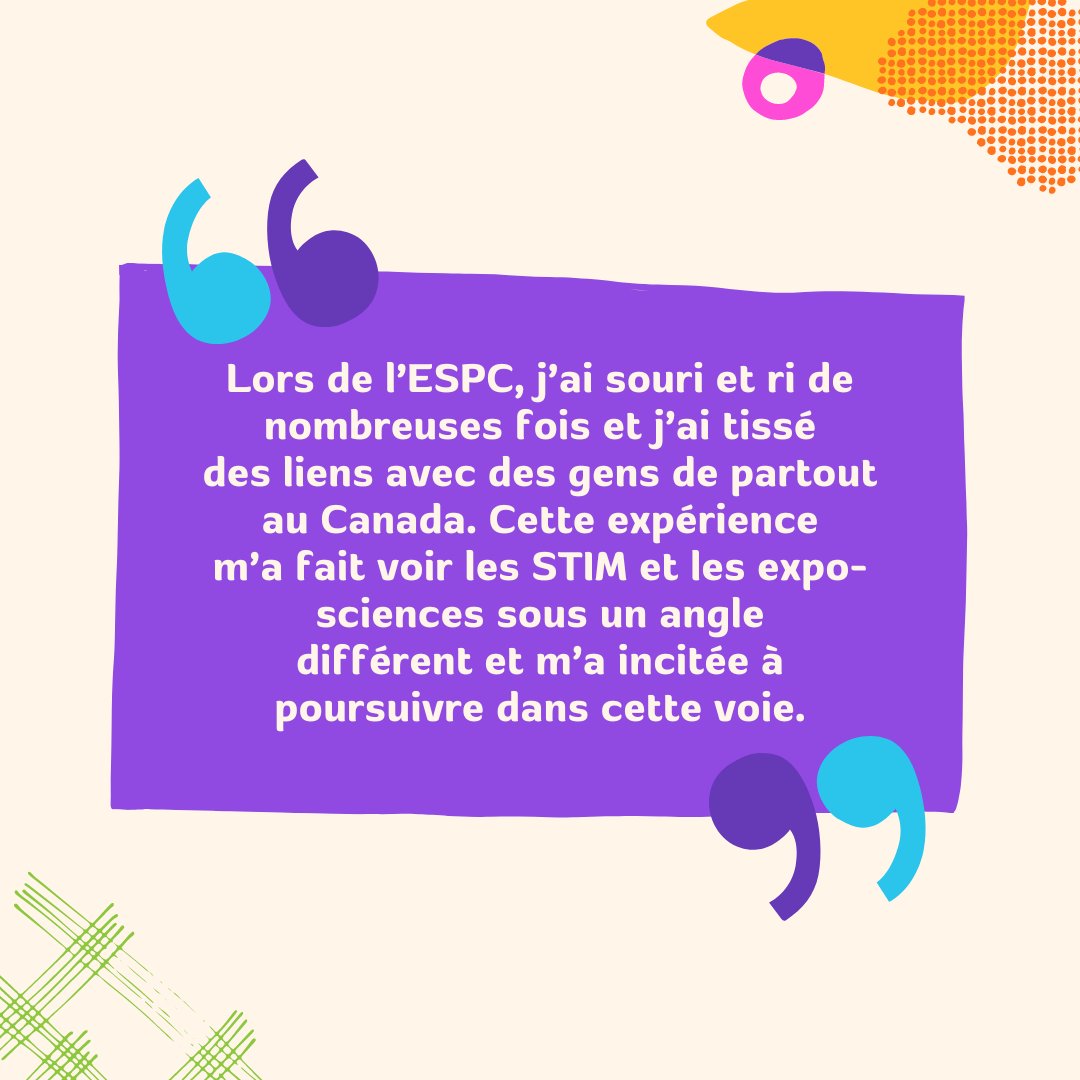 🌟 Get ready for #CWSF2024! 🌟
"Going to the CWSF, I've smiled and laughed so many times, and grown bonds with people all over Canada."
What are you most excited about for this year’s fair? Share with us! 💡🔬 #YouthInSTEM #ScienceFair