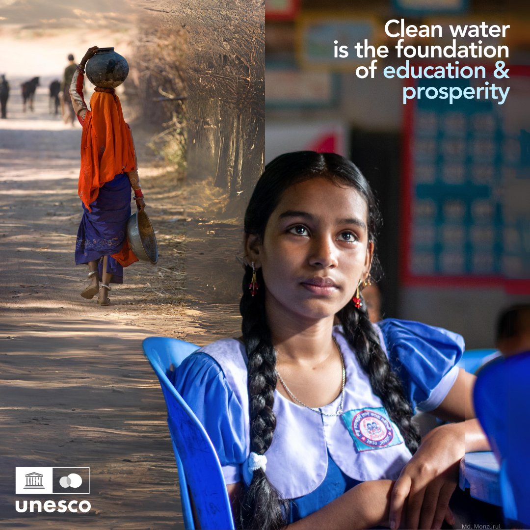 In 70% of water-scarce households, women & girls bear the weight of water collection.

Access to clean water can change a girl's future for the better.

The new #WorldWaterReport explains why every drop counts for #GenderEquality: unesco.org/reports/wwdr/e… #10thWorldWaterForum