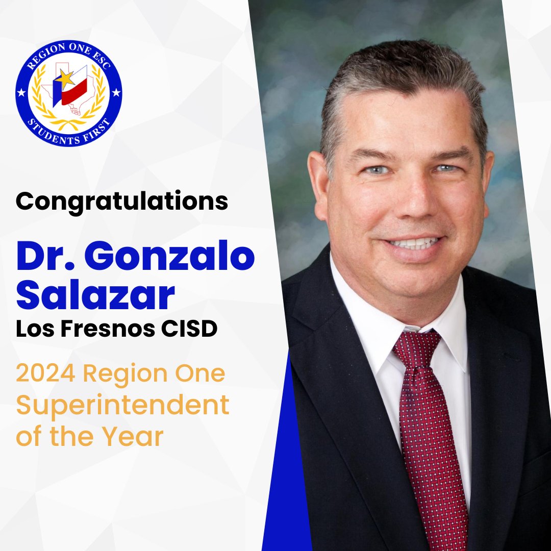 🎉 We are happy to announce the 2024 Regional Superintendent of the Year Dr. Gonzalo Salazar of Los Fresnos CISD Congratulations to Dr. Salazar! Read more about his accolades. ow.ly/gfWY50RUEjE ✨