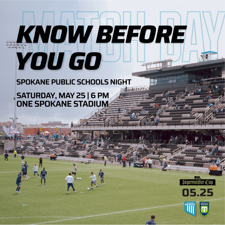 SpokaneVelocity's tweet photo. 👀 the link in our bio to get all the info you need to Know Before You Go to the match tomorrow!

#SpokaneVelocityFC #LetsGoSpo #UpTheFalls #ONESpokaneStadium #SpokaneEvents https://t.co/DgLJQfu9Qy