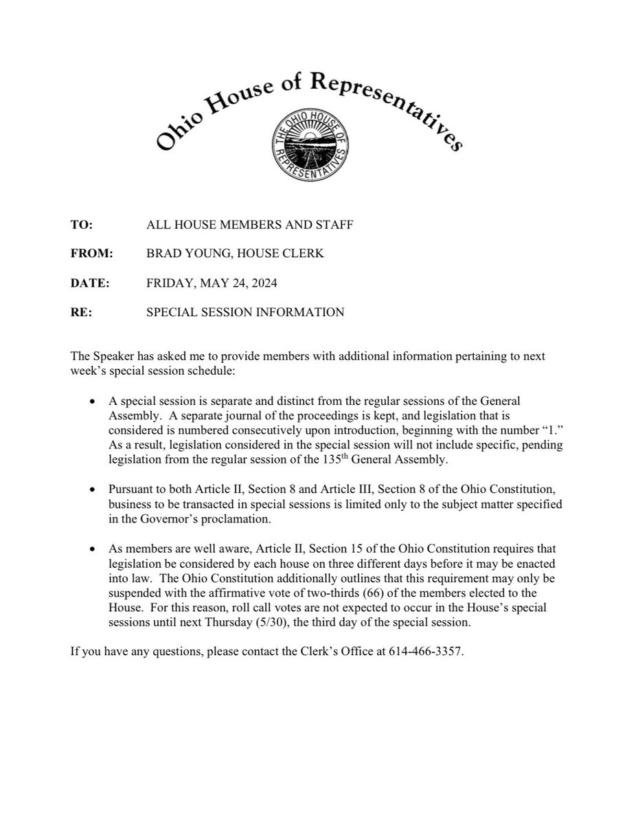 NatalieFahmy's tweet photo. The Ohio House has set their schedule for the special session next week, to ensure President Joe Biden is on Ohio’s ballot in November.
No actual vote scheduled until Thursday.
Context: https://t.co/kBOXyBZ6Zk
Schedule:
@nbc4i https://t.co/loWJfZkaE4