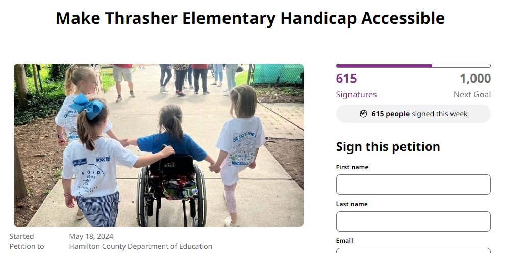 MB_Mangrum's tweet photo. Her daughter, Dollie, uses a wheelchair, and she says she can only access about 15% of the playground at Thrasher Elementary.

That petition now has more than 600 signatures. https://t.co/J1C5n3xPYd