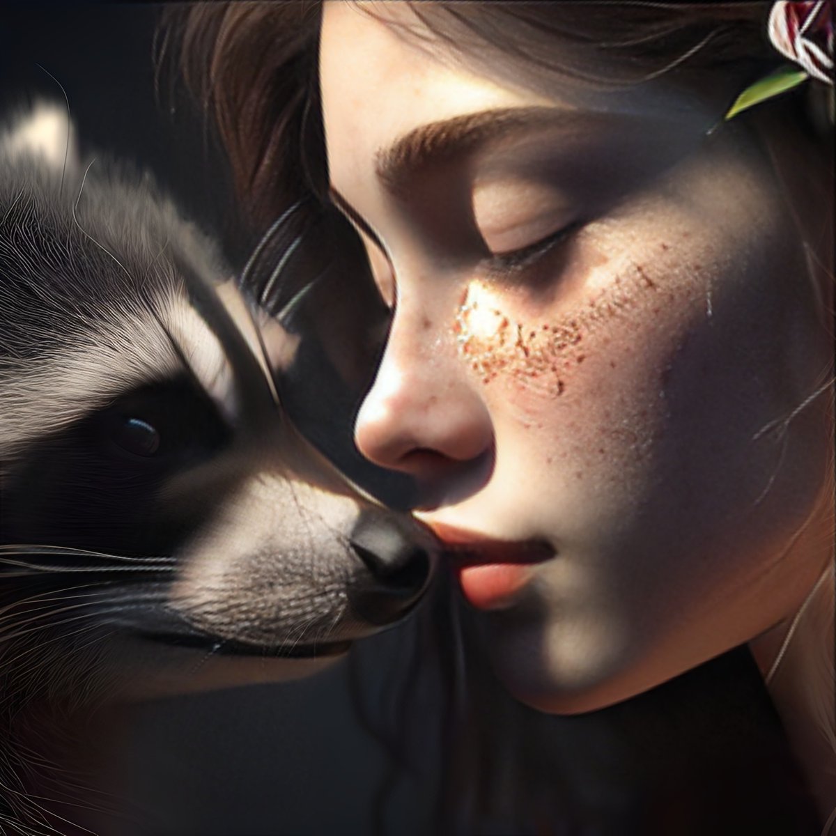 Sharing a special moment with my raccoon buddy 🦝✨ #IntimateConnections #NatureLovers Good night, sleep tight, and dream sweet dreams ✨💤 #SweetDreams #GoodNight