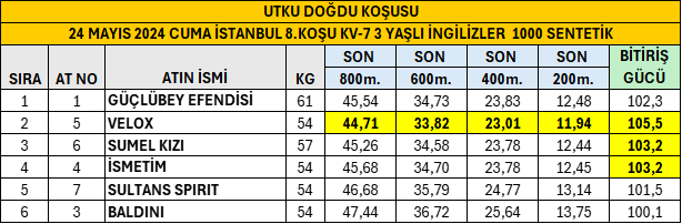 24 Mayıs 2024 Cuma İstanbul 8.Koşu Son 800 Metre Performansları. #TJK #hipodromcom #İstanbul #AtYarışıBuradaOynanır #GüçlübeyEfendisi #PianoSonata @bahattin_dag @ezer1907