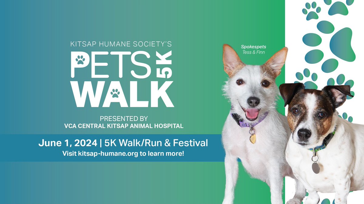 Will you be joining us June 1st for the Kitsap Humane Society Pet Walk in 📍downtown Poulsbo?!🐾
If you aren't, you better sign up now!! You won't want to miss out!🐶🐦🐱🐞🦆

secure.qgiv.com/event/petswalk…
#kitsapcounty #5k #adopt #dogs #helpanimals