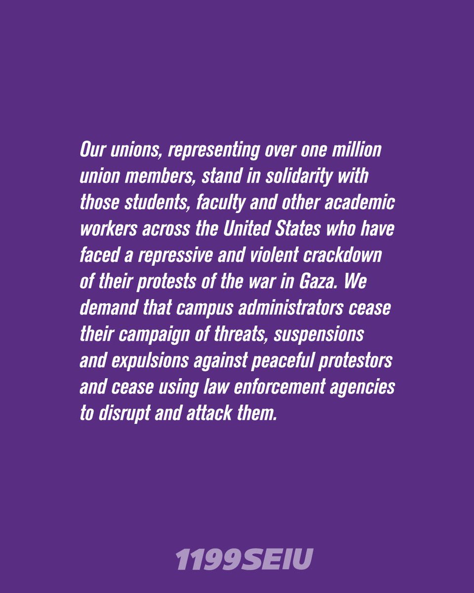 The time for peace is now. We stand in solidarity with the protesters. Read the full statement here: 1199seiu.org/media-center/u…