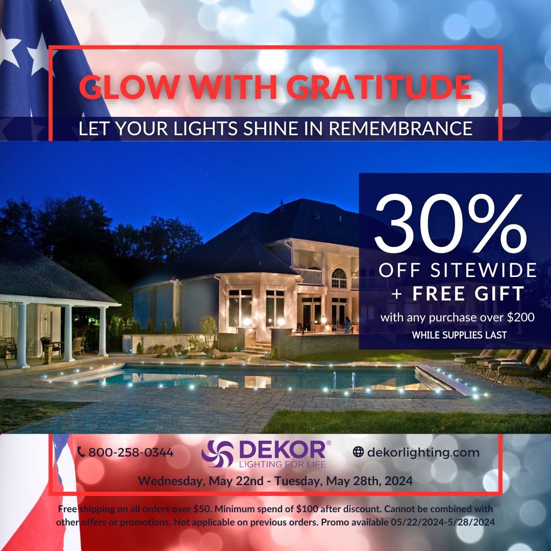 🎉 Memorial Day Sale Alert! 🎉

Enjoy 30% OFF sitewide AND a free gift with every purchase over $200! 🛍️✨ 

Don't miss out – while supplies last. dekorlighting.com

#DEKORlighting #MemorialDaySale #ShopNow #LimitedTime #FreeGift