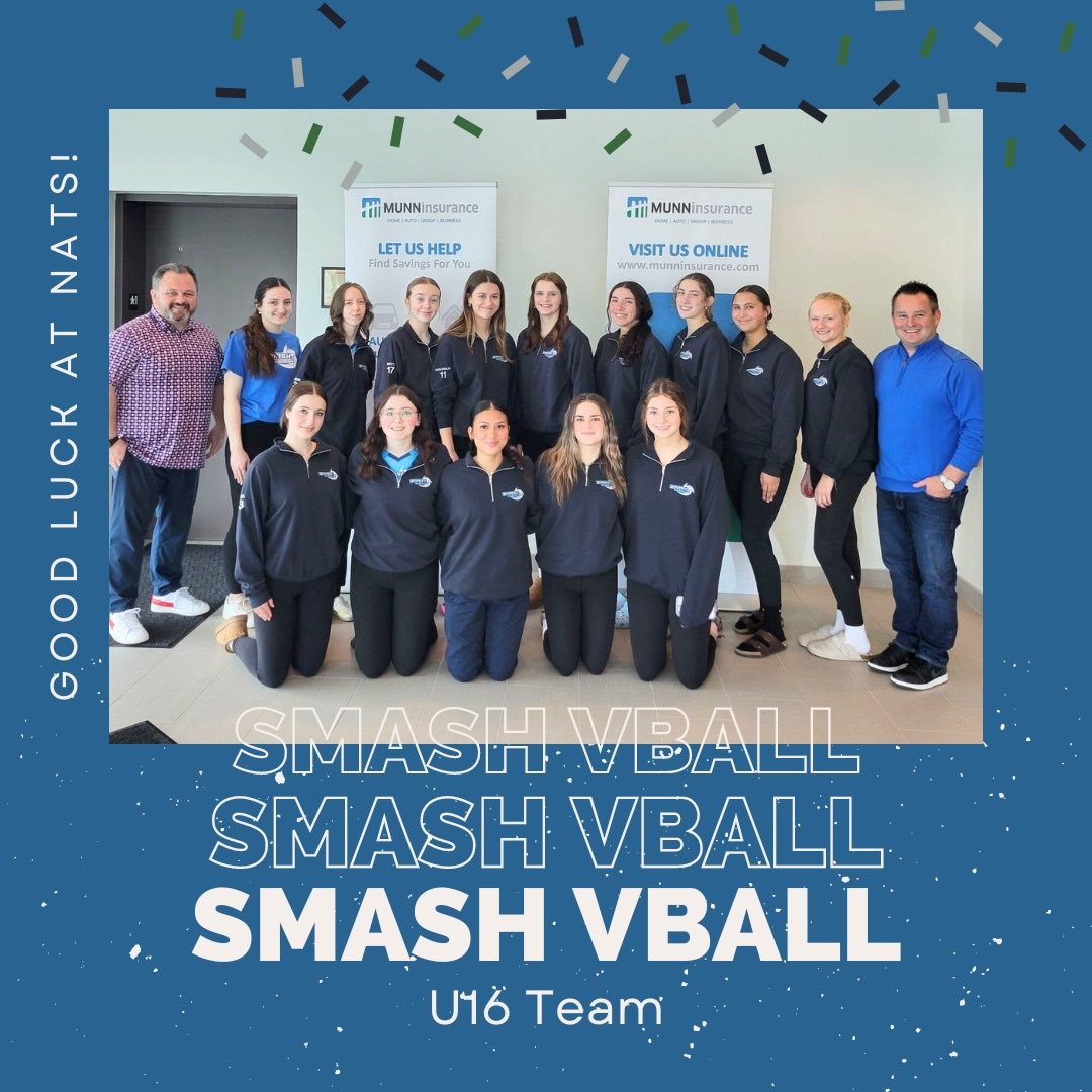 MunnInsurance's tweet image. Good luck to the Smash Female U16 team at the Volleyball Canada Youth National Championships in Edmonton. Proudly sponsored by Munn Insurance, they've had great success this year already, winning the NLVA provincials and Smash Volleyball Club Invitational tournament. Go for gold!