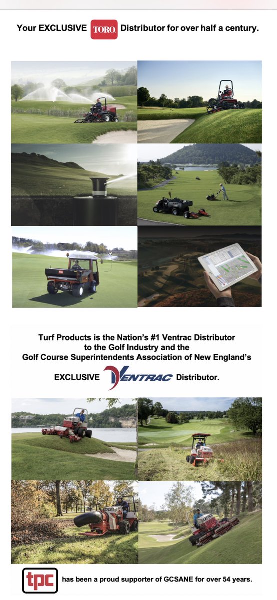 Turf Products is supporting the GCSA of New England and members for the 2024 season with a commitment at the PLATINUM level. Thank you from the Board of Directors and Membership for Turf Products' generosity at the top level and their continued support for 50 years
