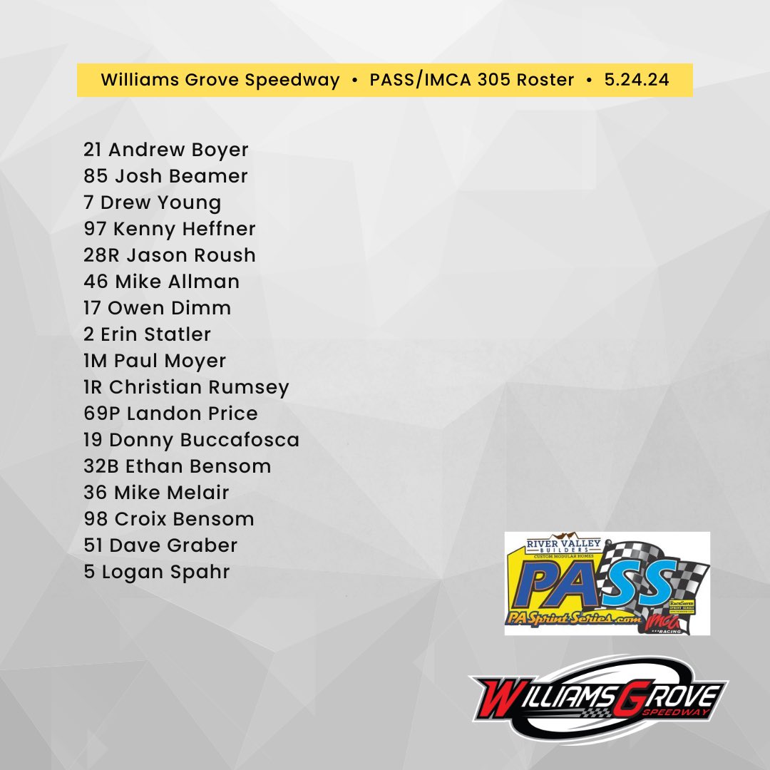 Car Counts for tonight’s Event: 3️⃣9️⃣ Lawrence Chevrolet 410 Sprint Cars 1️⃣7️⃣ PA Sprint Series 305 Sprint Cars